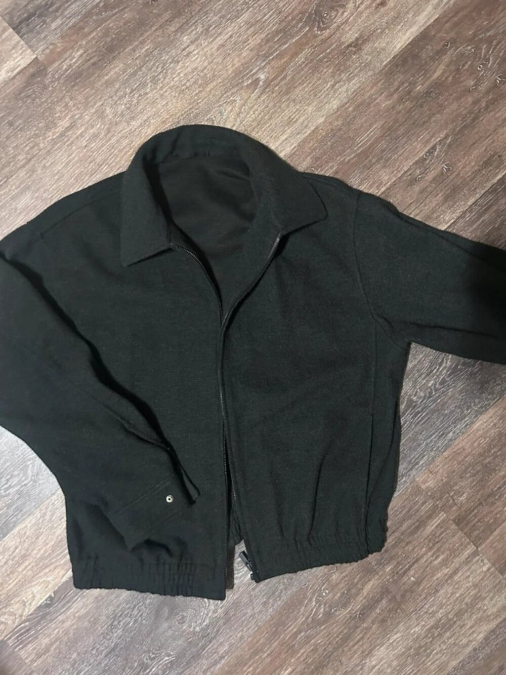 Charcoal Gray Women’s Bomber Jacket with Zip Front — M / US 8–10
